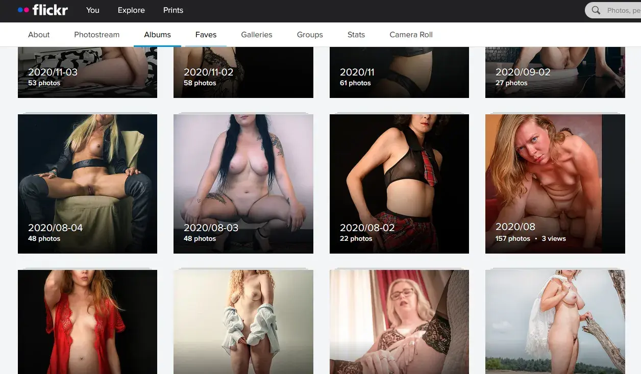 schermopname van portfolio+ albums in het archief van Your naked Skin naaktfotografie